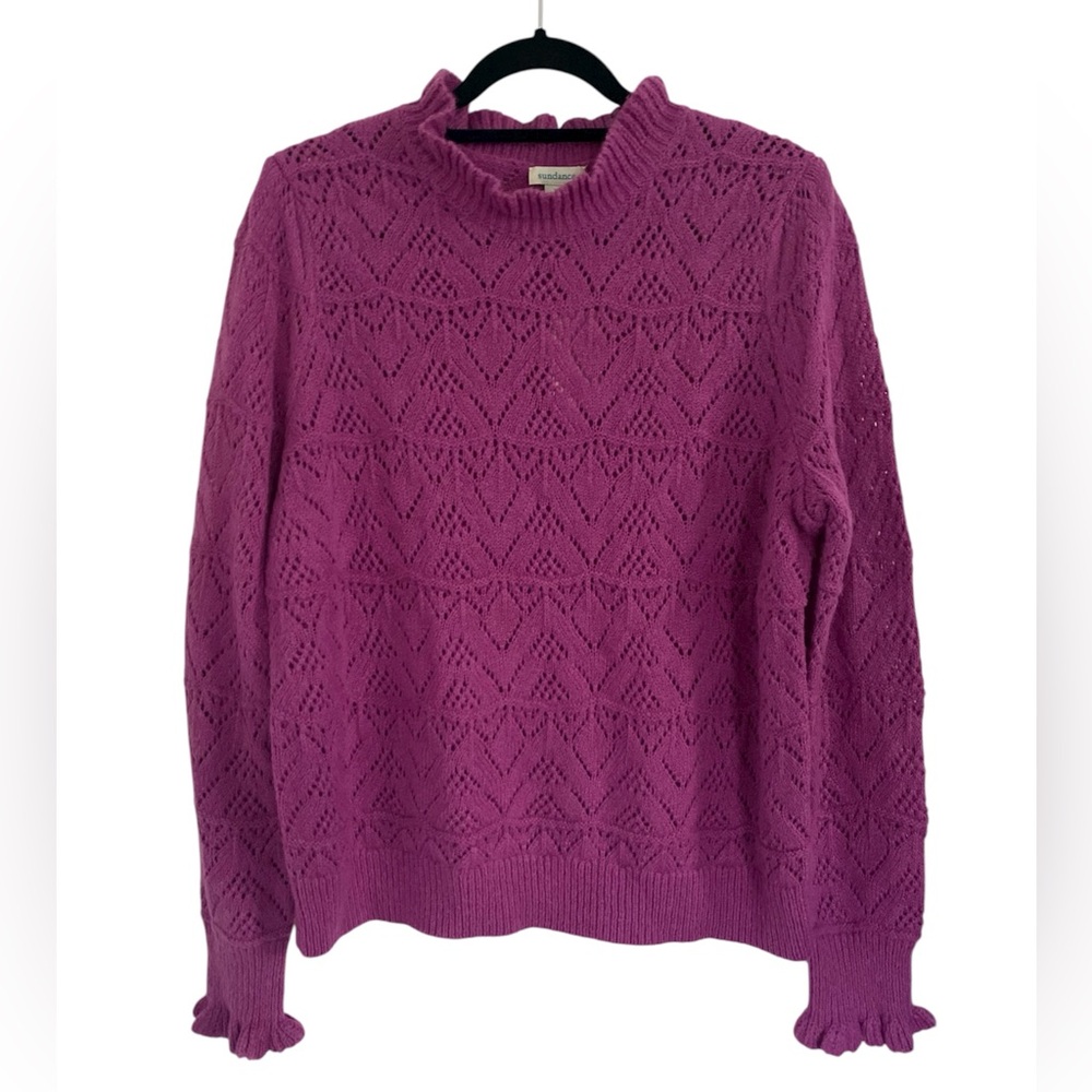 NWT Sundance Bertina Everyday Turtleneck Pointelle Ruffled Sweater Size XL